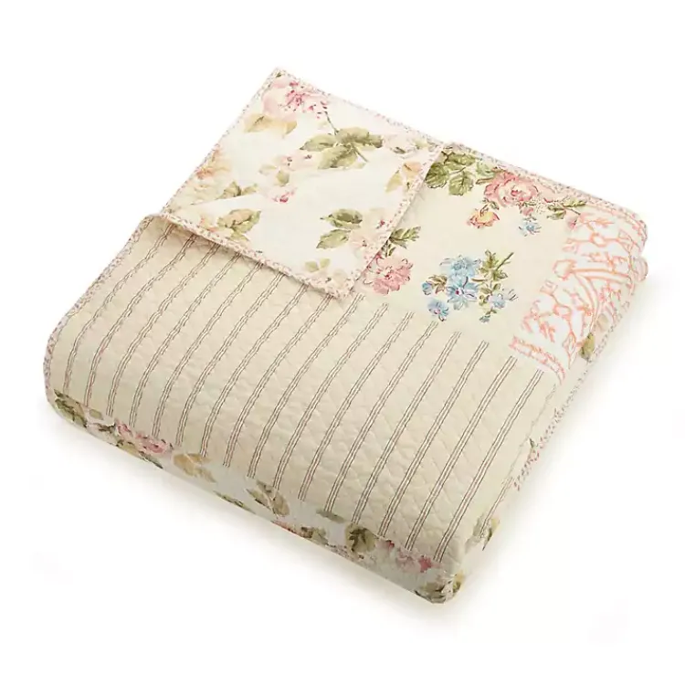 Kirklands Home Yellow and Pink Patchwork Blooms Full/Queen Quilt Hot