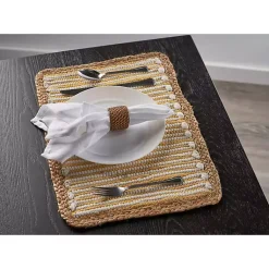 Kirklands Home Yellow and White Striped Placemats, Set of 4 Outlet
