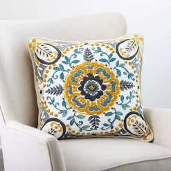 Pillows>Kirklands Home Embroidered Claudia Pillow Yellow