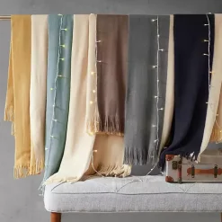 Blankets & Throws>Kirklands Home Faux Cashmere Color Block Throw Blanket Yellow