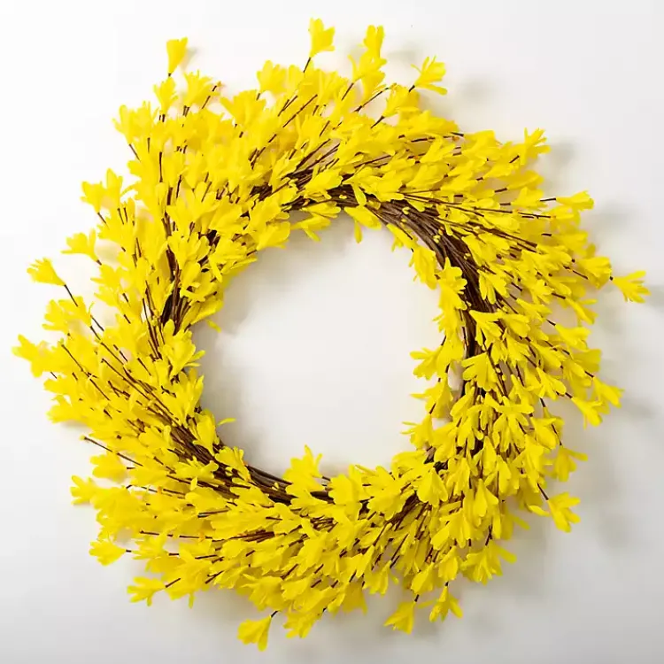 Wreaths>Kirklands Home Forsythia Flowers Wreath Yellow