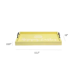 Easter Decorations>Kirklands Home Hoppy Easter Wood Tray Yellow
