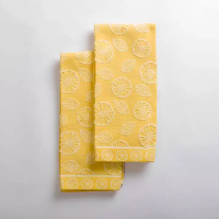Kirklands Home Jacquard Lemons Kitchen Towels, Set of 2 Yellow