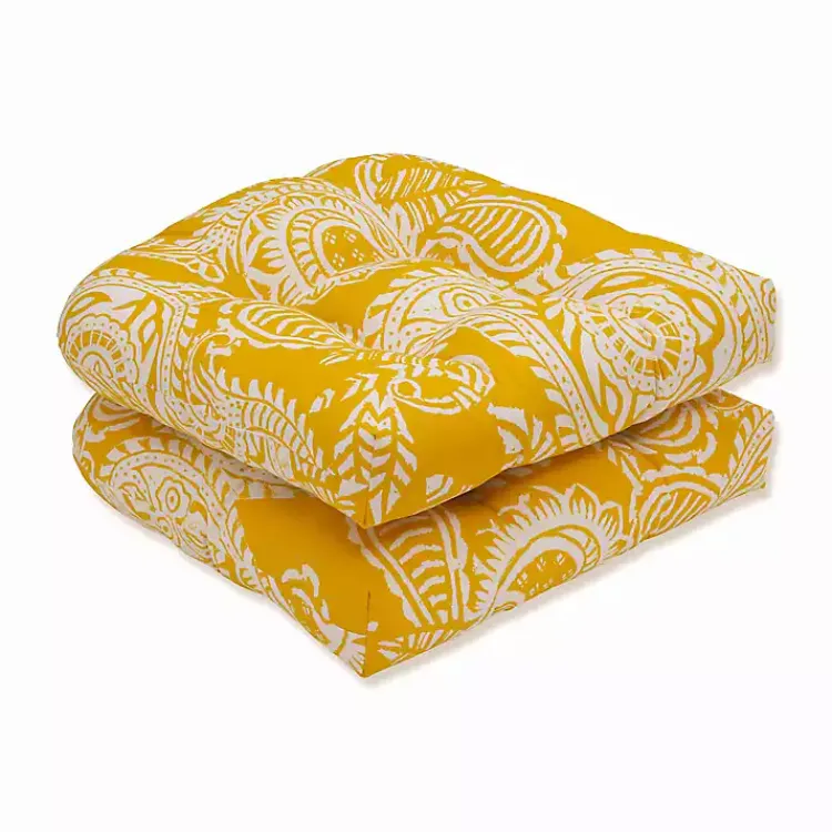Kirklands Home Yellow Paisley Outdoor Seat Cushions, Set of 2 Sale