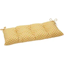 Kirklands Home Pattern Tufted Outdoor Settee Cushion Yellow Discount