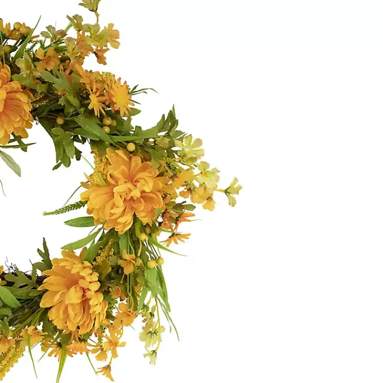 Fall>Kirklands Home Yellow Peony and Greenery Wreath