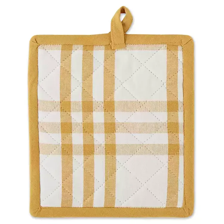 Kirklands Home Yellow Plaid Eat Drink Enjoy 4-pc. Dish Towel Set Hot
