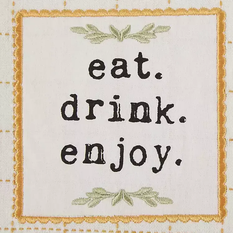 Kirklands Home Yellow Plaid Eat Drink Enjoy 4-pc. Dish Towel Set Hot