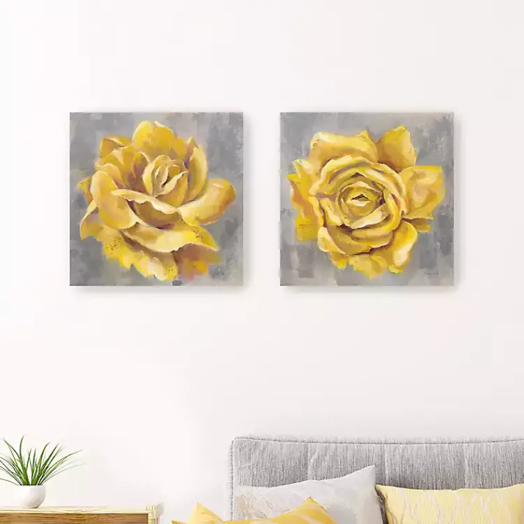 Kirklands Home Roses Giclee Canvas Art Prints, Set of 2 Yellow Sale