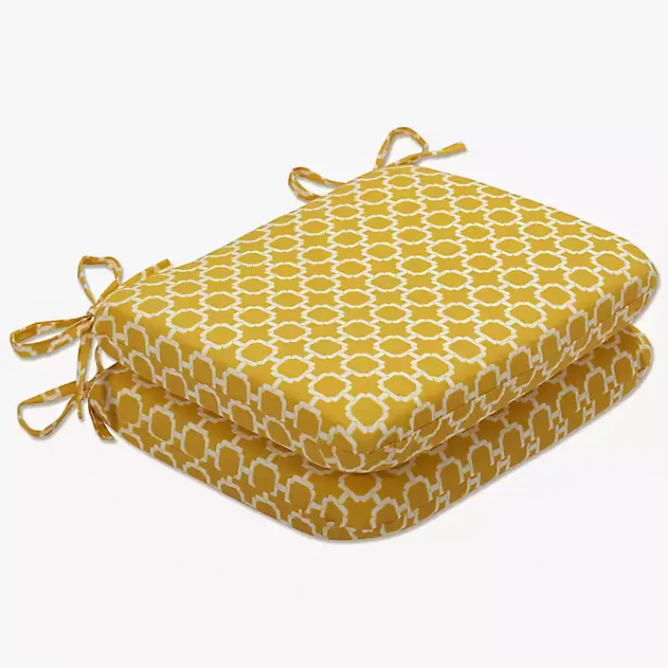 Kirklands Home Rounded Outdoor Seat Cushions, Set of 2 Yellow Best