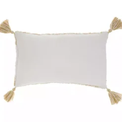 Pillows>Kirklands Home Stripe Diamond Tassels Cotton Lumbar Pillow Yellow