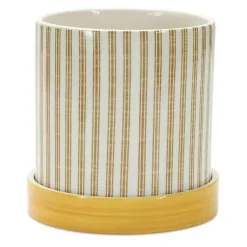Kirklands Home Yellow Striped and Bee Decorative Pots, Set of 2 Hot