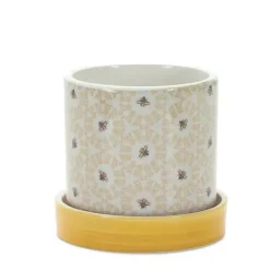 Kirklands Home Yellow Striped and Bee Decorative Pots, Set of 2 Hot
