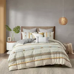 Kirklands Home Yellow Striped Pom Pom 3-pc. Full/Queen Duvet Set Hot