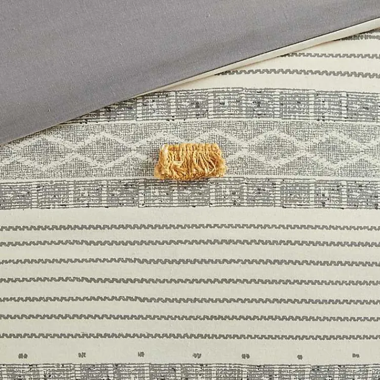 Kirklands Home Yellow Striped Pom Pom 3-pc. Full/Queen Duvet Set Hot