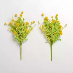 Stems & Bouquets>Kirklands Home Thistle and Berry Bouquets, Set of 2 Yellow