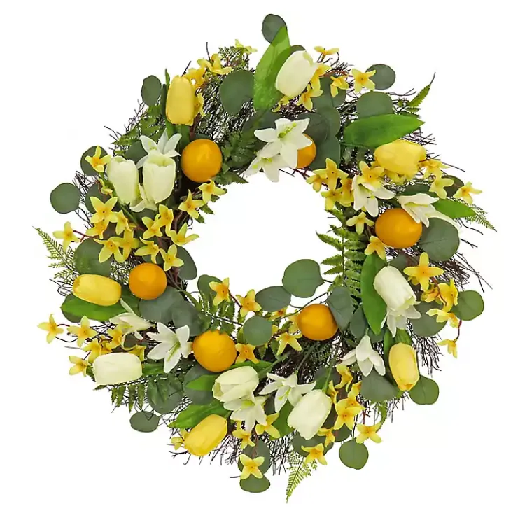 Wreaths>Kirklands Home Yellow Tulip and Lemon Wreath