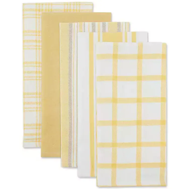 Kirklands Home Yellow Woven Assorted Dishtowels, Set of 5 Clearance