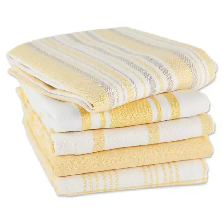 Kirklands Home Yellow Woven Assorted Dishtowels, Set of 5 Clearance