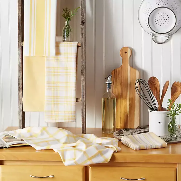 Kirklands Home Yellow Woven Assorted Dishtowels, Set of 5 Clearance