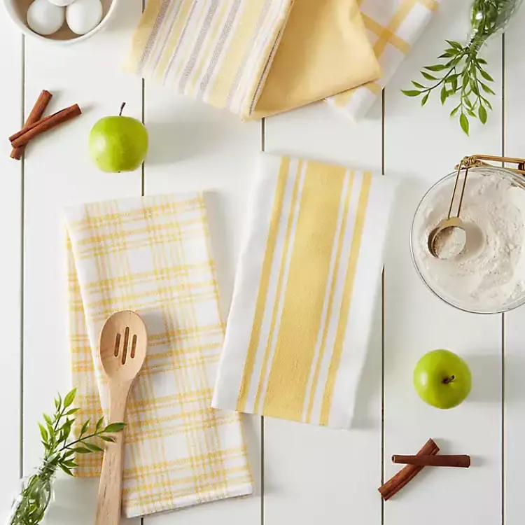 Kirklands Home Yellow Woven Assorted Dishtowels, Set of 5 Clearance