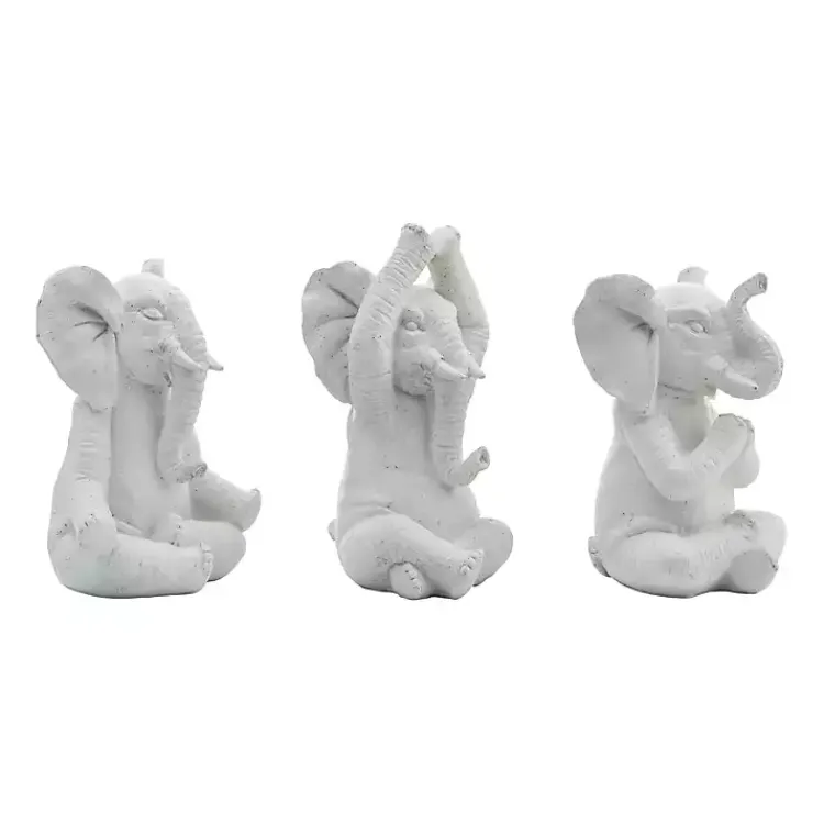 Statues & Figurines>Kirklands Home Yoga Elephant Statues, Set of 3 Gray
