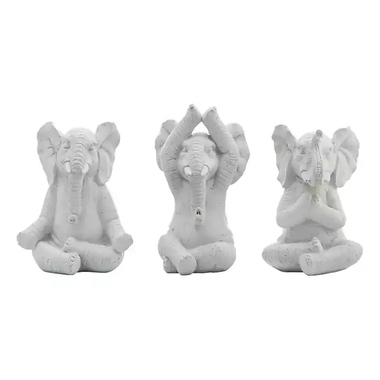 Statues & Figurines>Kirklands Home Yoga Elephant Statues, Set of 3 Gray