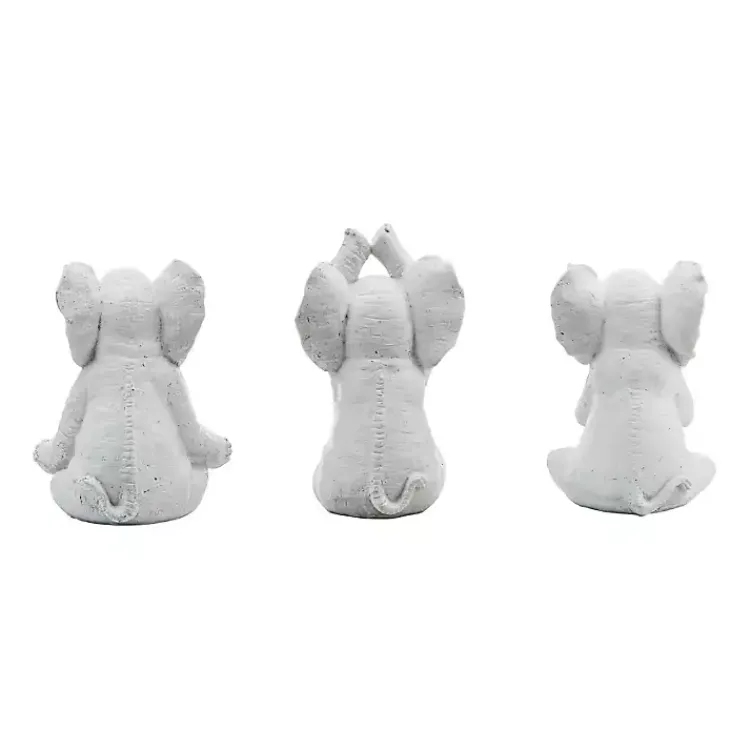 Statues & Figurines>Kirklands Home Yoga Elephant Statues, Set of 3 Gray