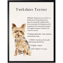 Kirklands Home Yorkshire Terrier Facts Framed Wall Plaque New